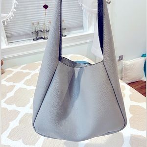 Anthropologie Large Leather Slouchy Grey Purse